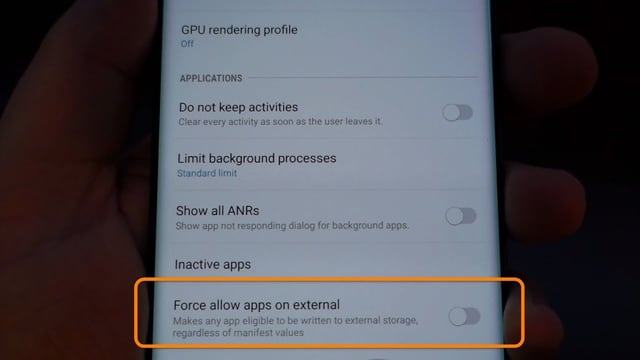 Screenshot Force install to sd