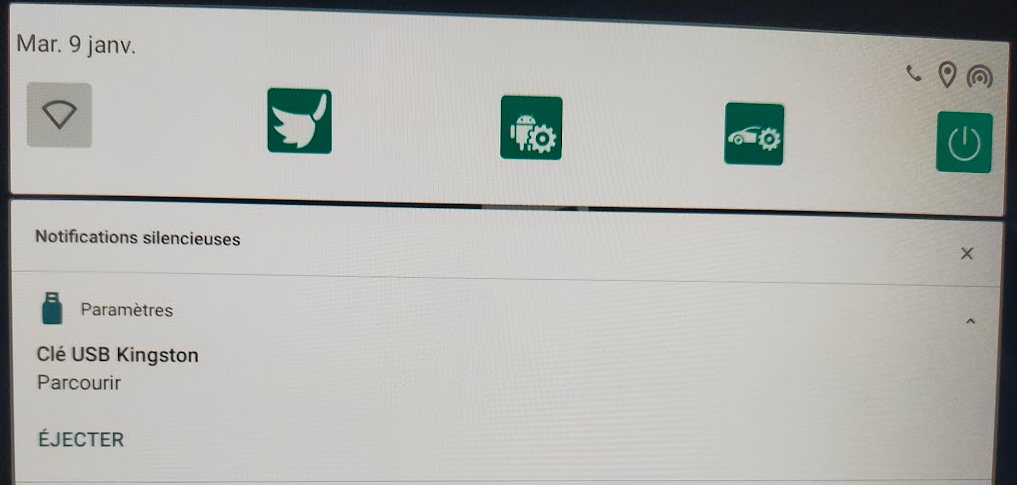 USB key notification