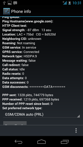 Galaxy Nexus Menu