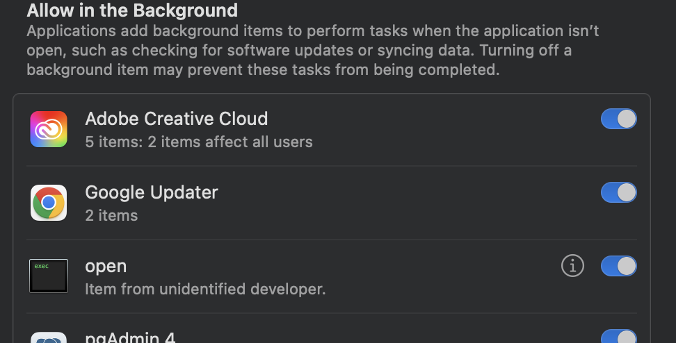 Allow in the Background dialog