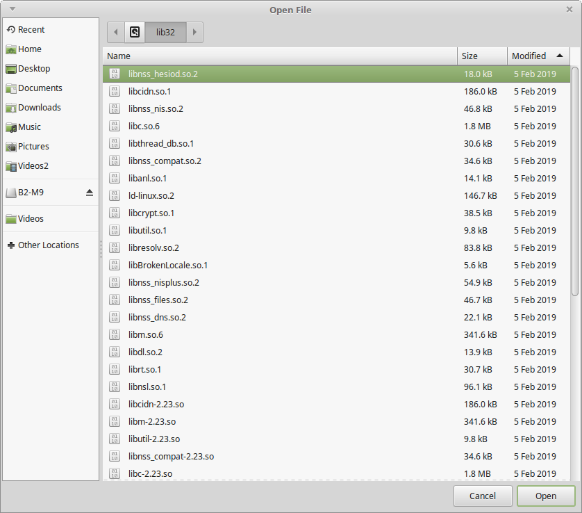 Screenshot of Open File dialog box