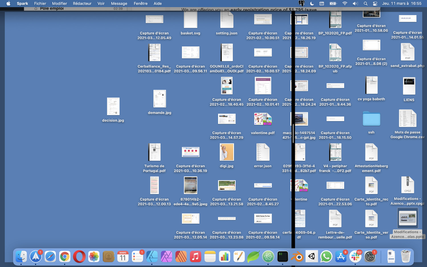 My desktop with the black line