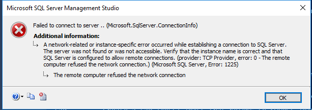 SSMS Error message
