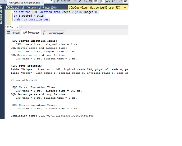 Query Stats with Index