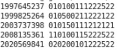 Column1=id_nr;  Column2=snp_info