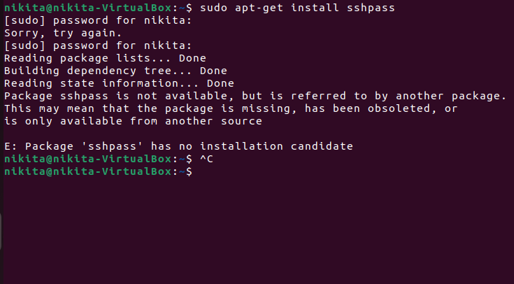 E: Package 'sshpass' has no installation candidate