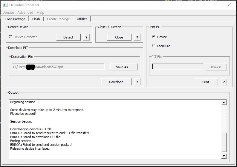 Screenshot of Heimdall