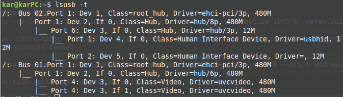 lsusb -t output