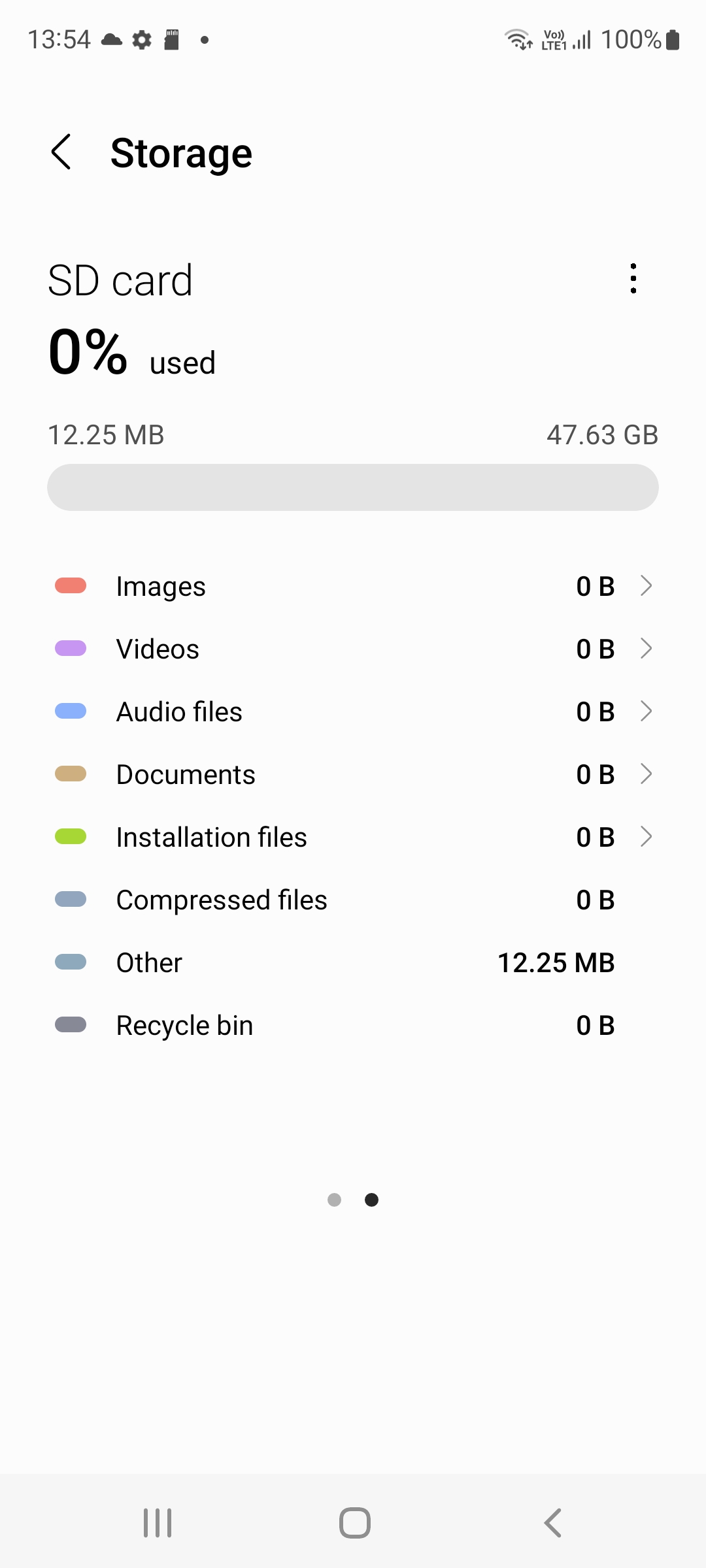 screenshot of storage