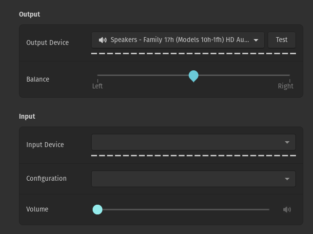 Audio settings
