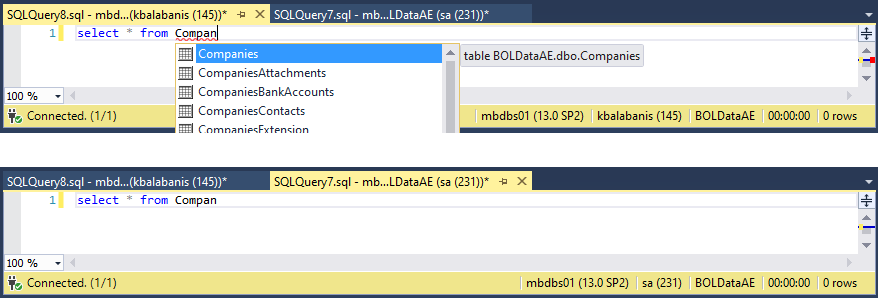 IntelliSense AutoComplete