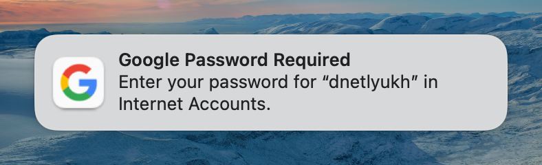 Google password required