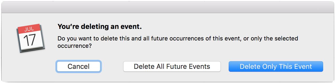 delete only this, or only future events