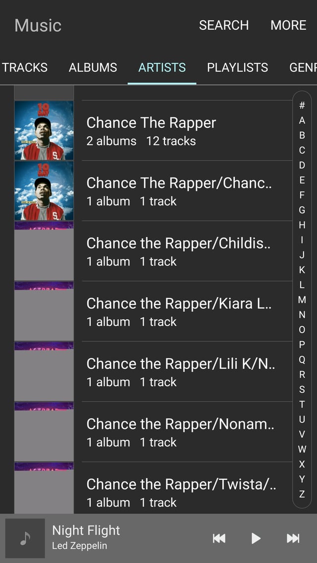 Image of songs and albums split up
