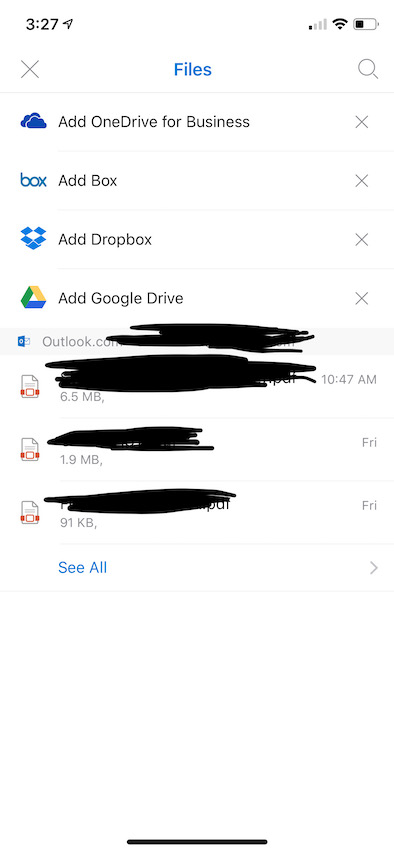 Attach Files Screen
