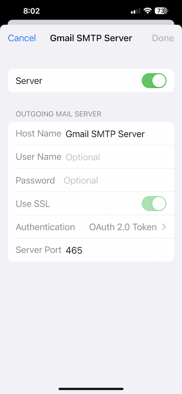 SMTP Settings