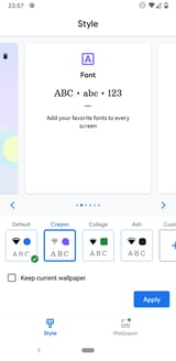 screenshot of the themes app