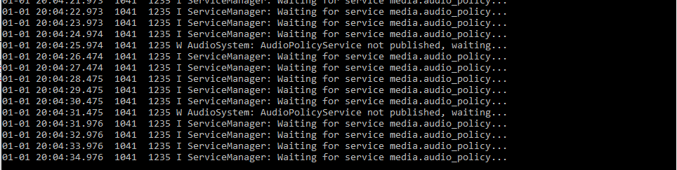 Screenshot of logcat