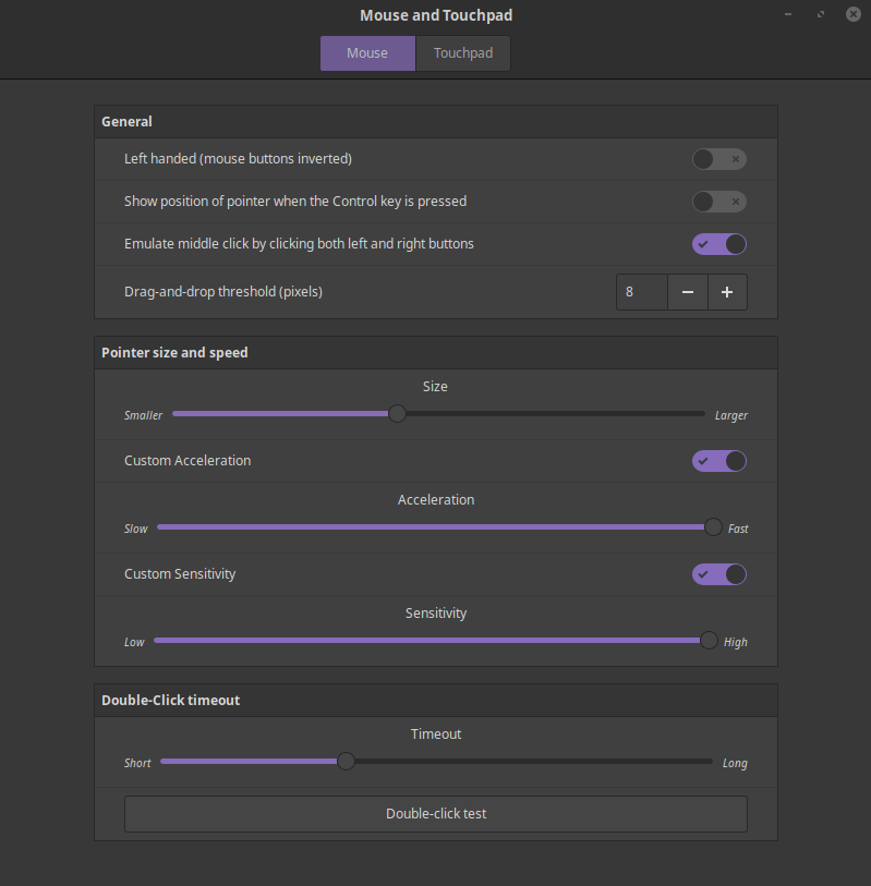 Current Mouse Settings