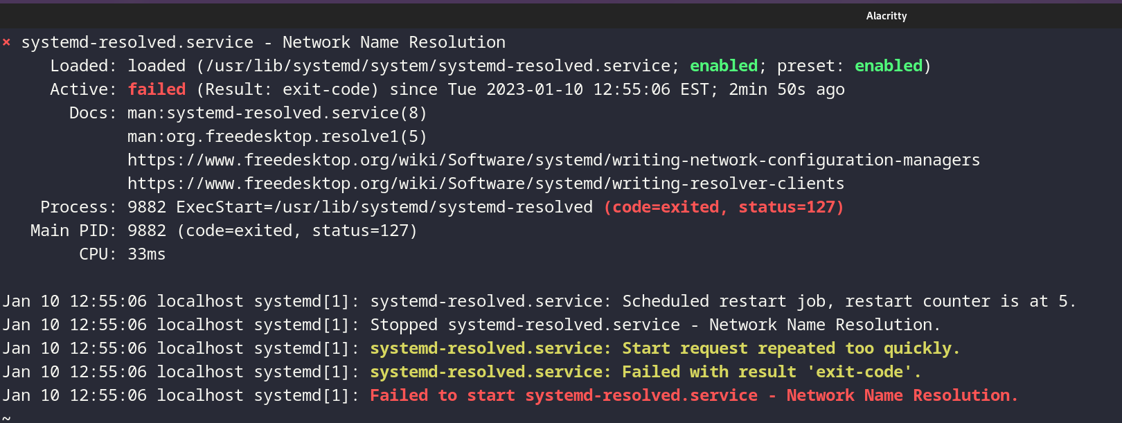 systemd-resolved status
