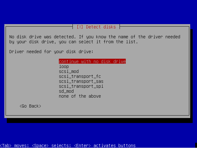 No disks detected.