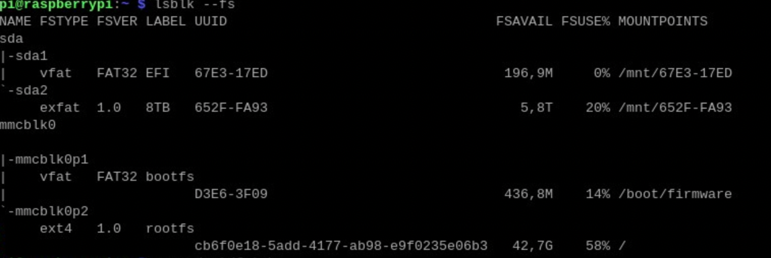 lsblk --fs print screen