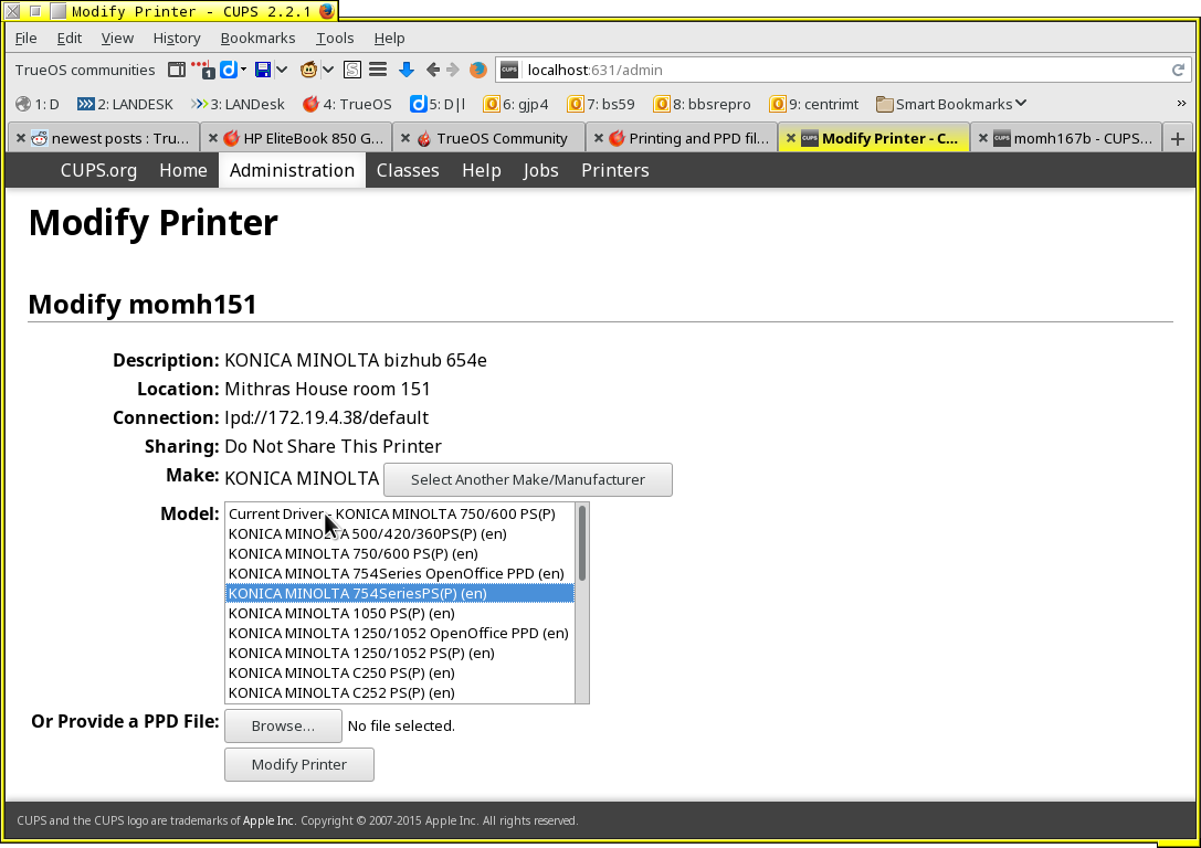 screenshot of selecting a driver