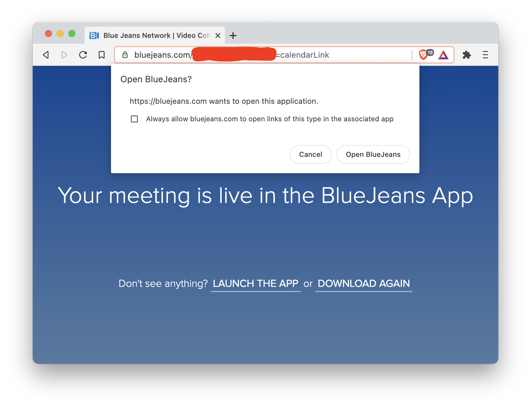 Prompt to open link in corresponding app in brave