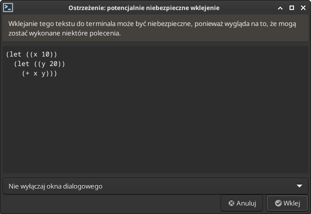 Copy/paste warning from Xfce4 Terminal