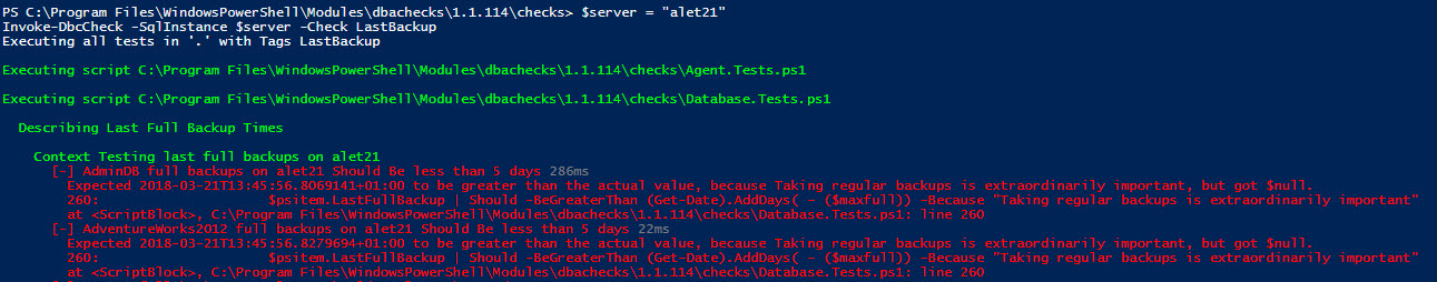 result DbcCheck