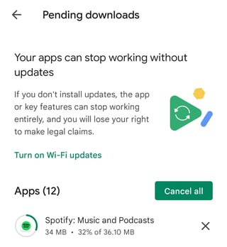 Spotify update size wrong