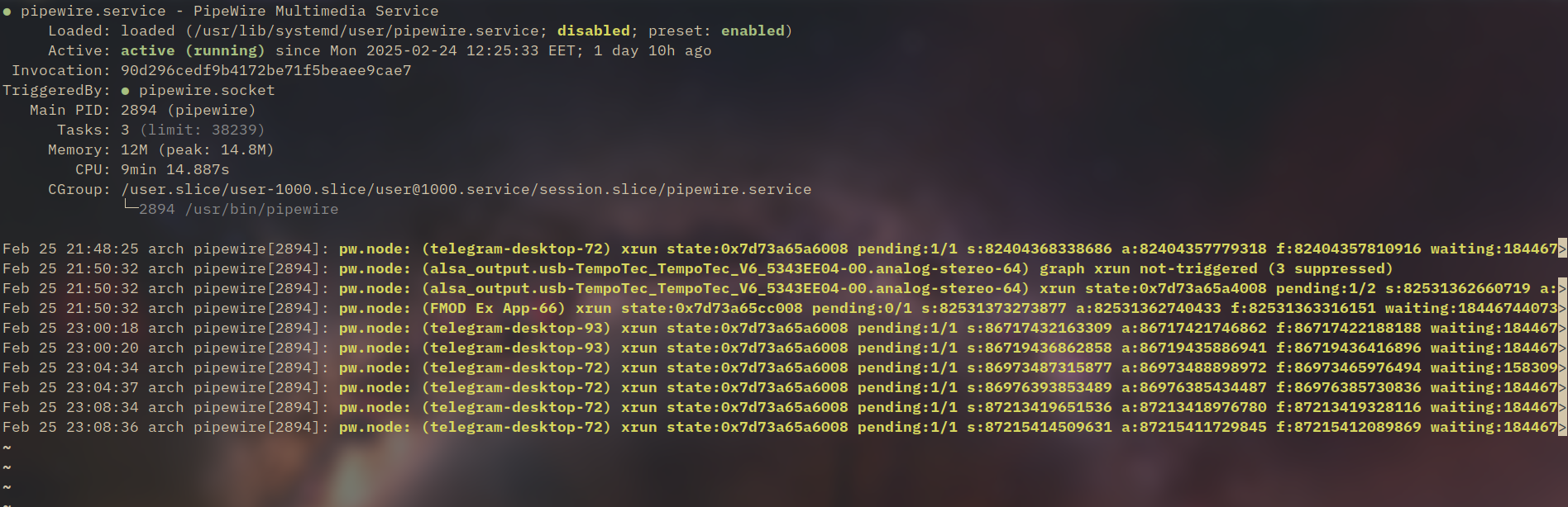 pipewire node in 