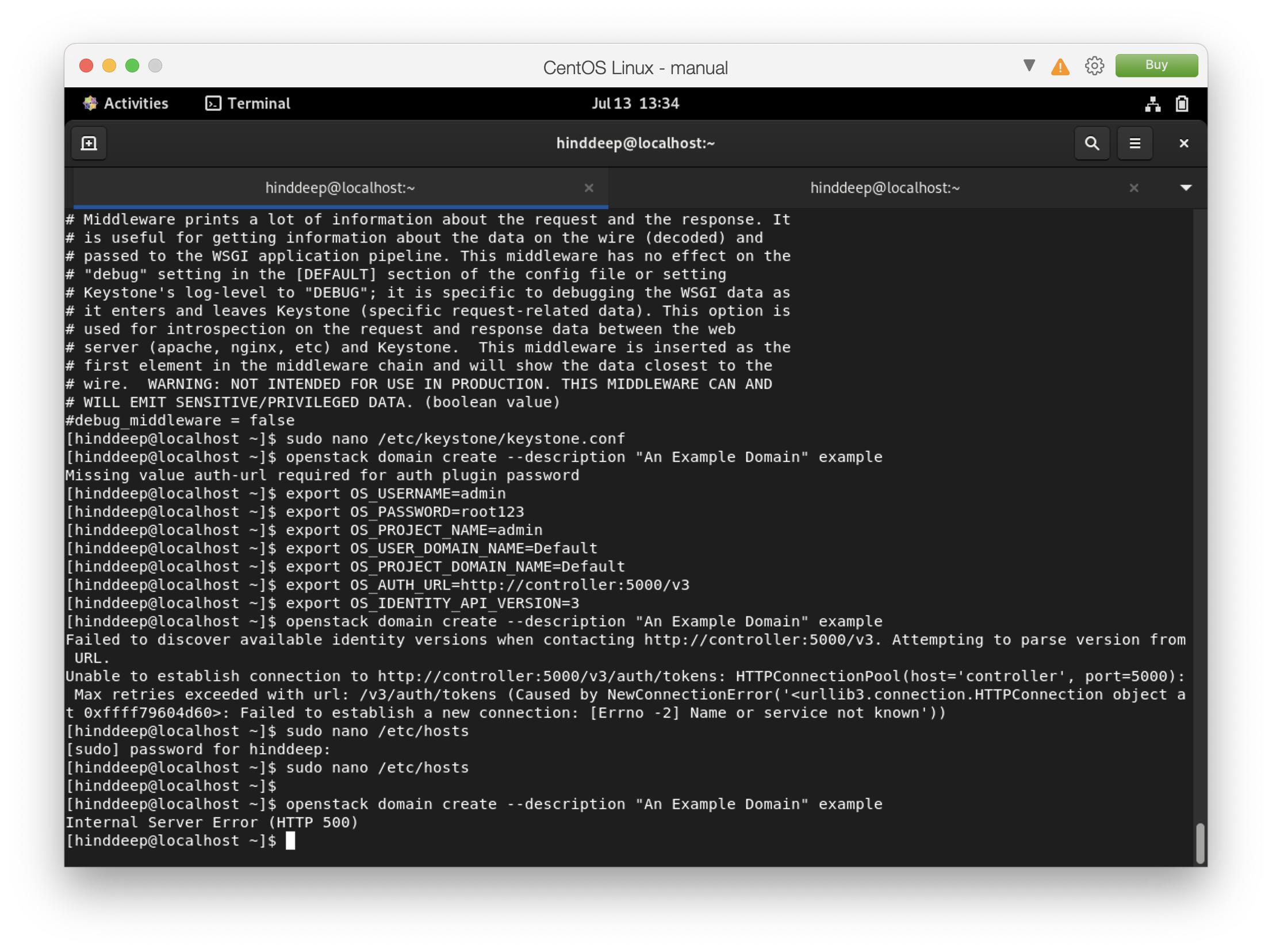 internal server error