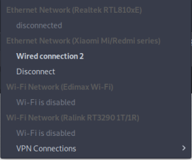 screenshot of network manager