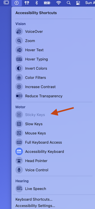 sticky keys cannot be enabled