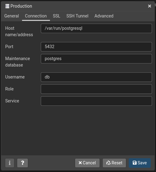 connection tab