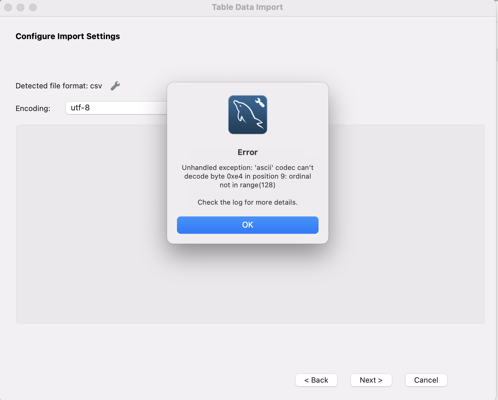 error message