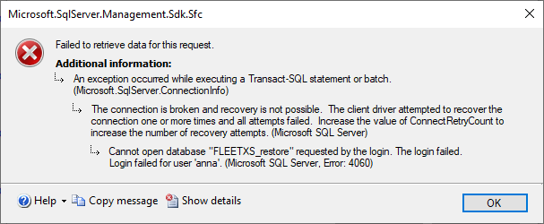 login failed