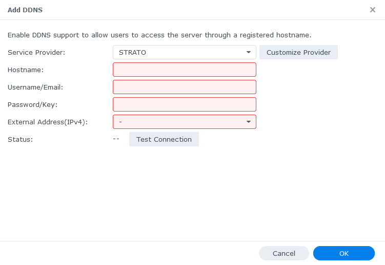 DDNS configuration for Strato Preset