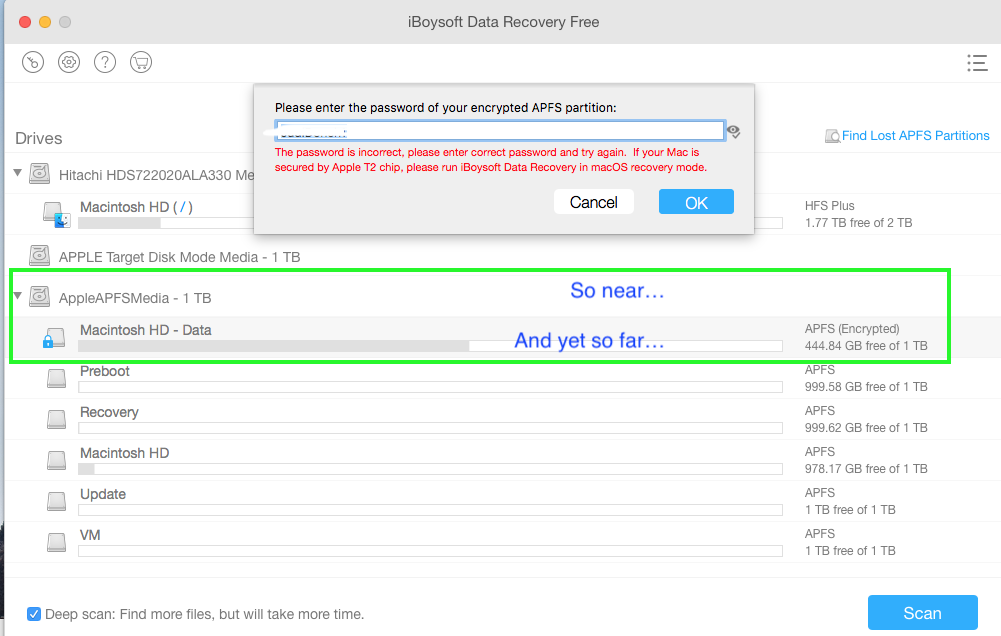 What iBoysoft is asking for, and mention of Recovery - see #27