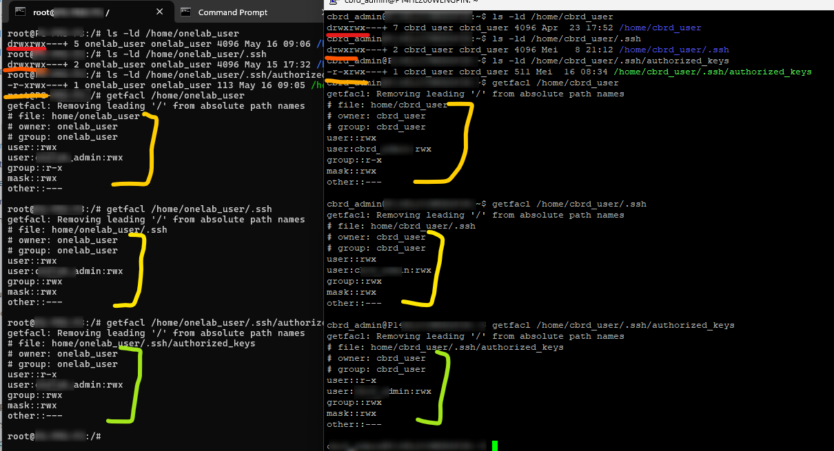 Comparisons of machines' configurations