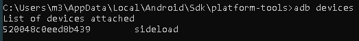 Command line screenshot