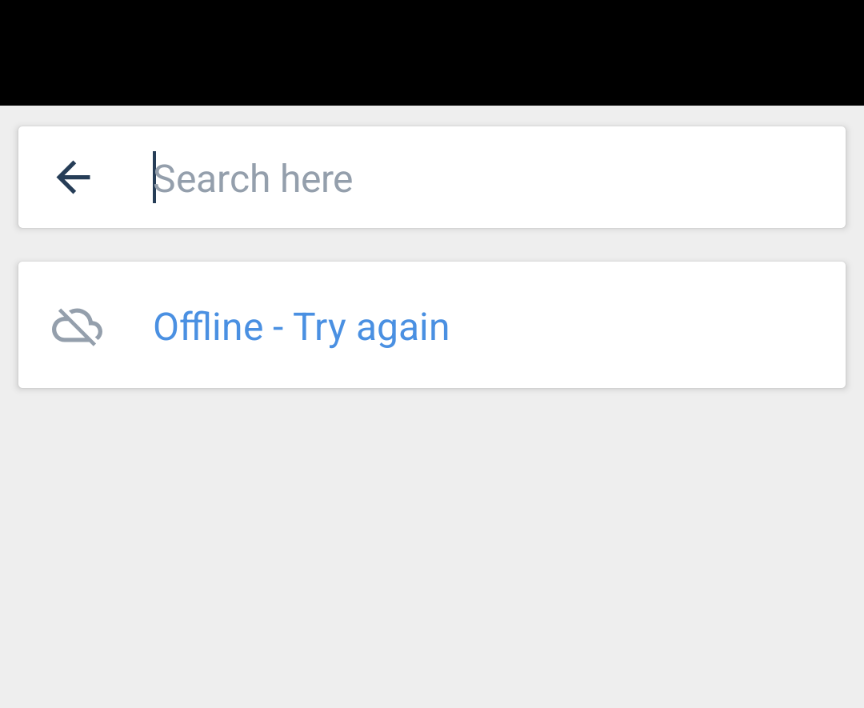 screenshot showing navigation 'Offline - try again'